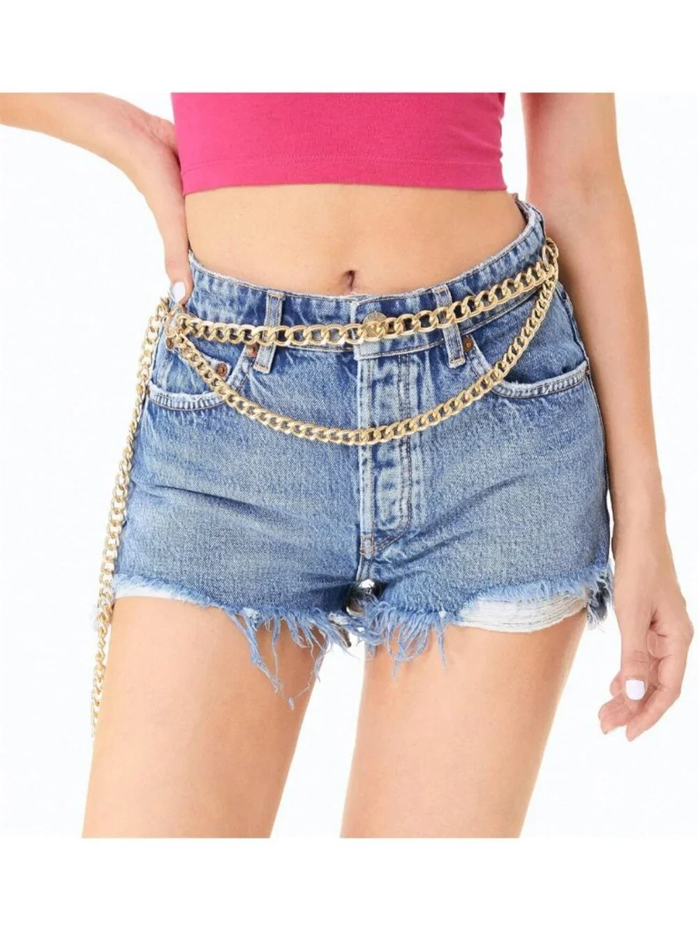 Stylish Gold Metal Link Waist Chain Belt for Women - Perfect for Dresses